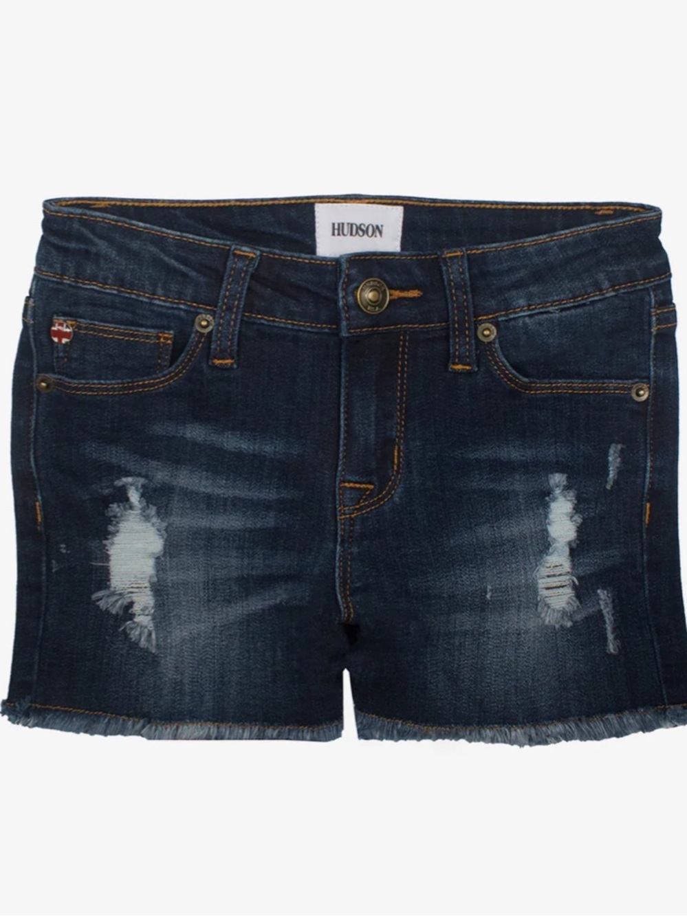 Girls Baby Toddler HUDSON Ava Distressed Dark Denim Shorts Cut Offs 3T Jeans